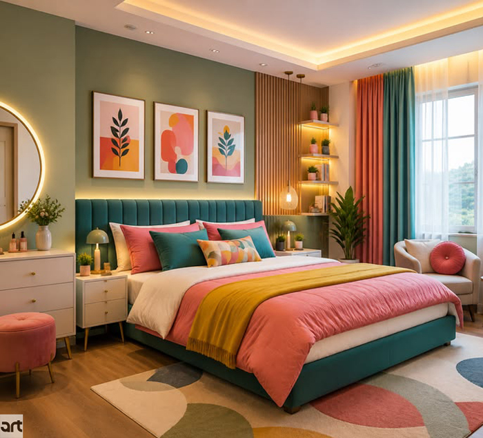 Bộ ba tranh treo phòng ngủ có kích thước cân đối và hài hòa Bộ ba tranh treo phòng ngủ có kích thước cân đối và hài hòa