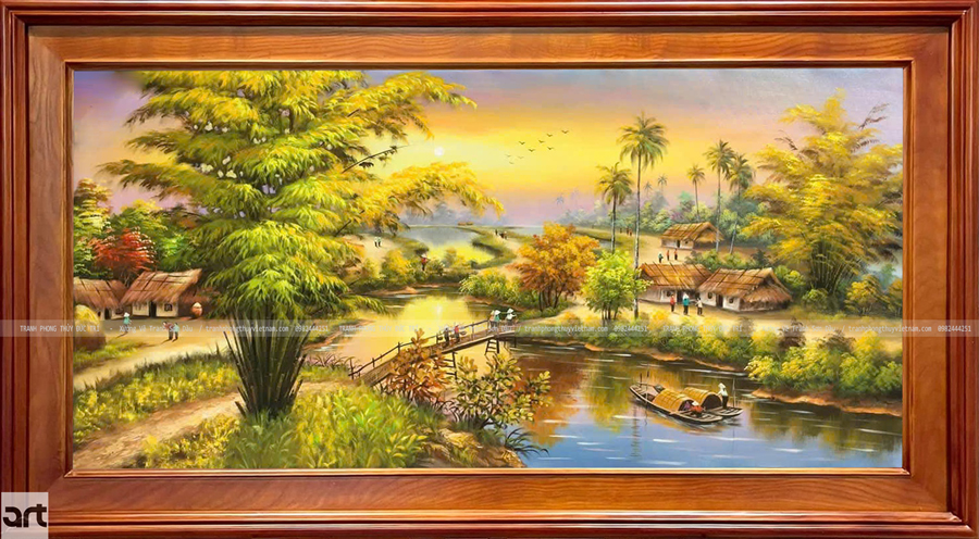 Tranh sơn dầu làng quê Việt Nam Tranh sơn dầu làng quê Việt Nam
