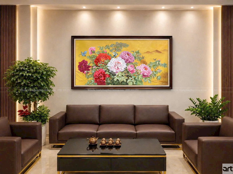 Vị trí treo tranh phong thủy phòng khách phía trên sofa Vị trí treo tranh phong thủy phòng khách phía trên sofa