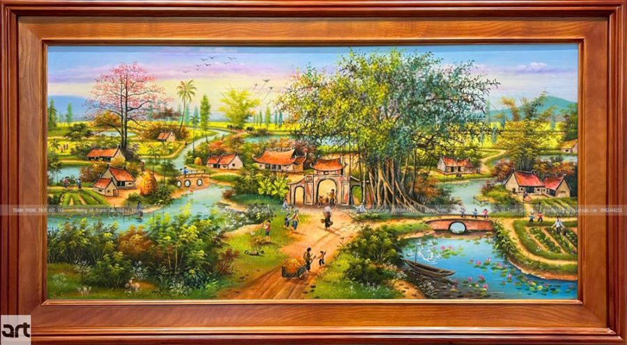 Tranh làng quê sơn dầu