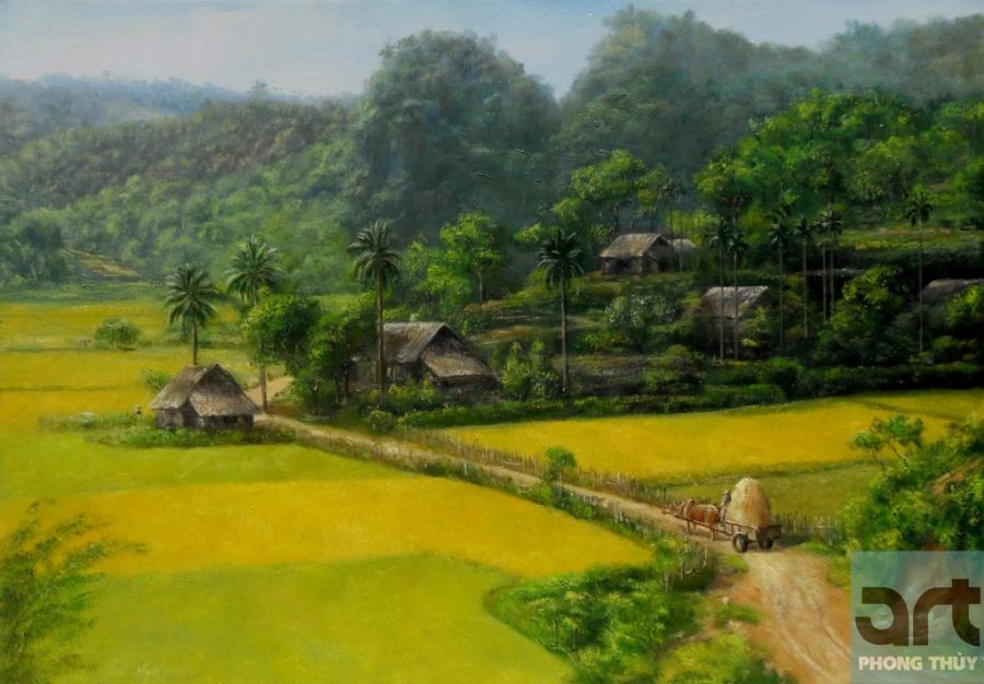tranh phong cảnh làng quê