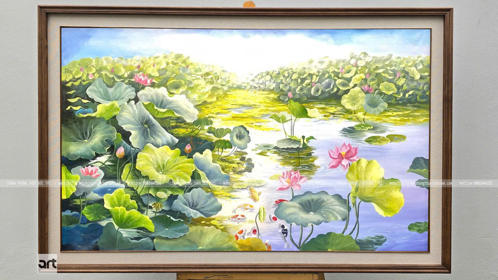 Tranh sơn dầu hoa sen Tranh sơn dầu hoa sen