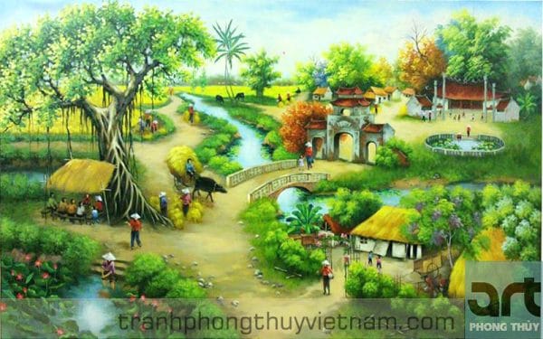tranh làng quê sơn dầu đẹp