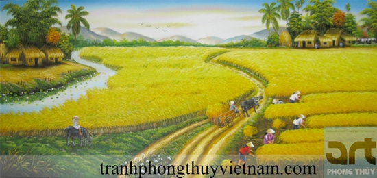 tranh vẽ phong cảnh đồng quê đẹp