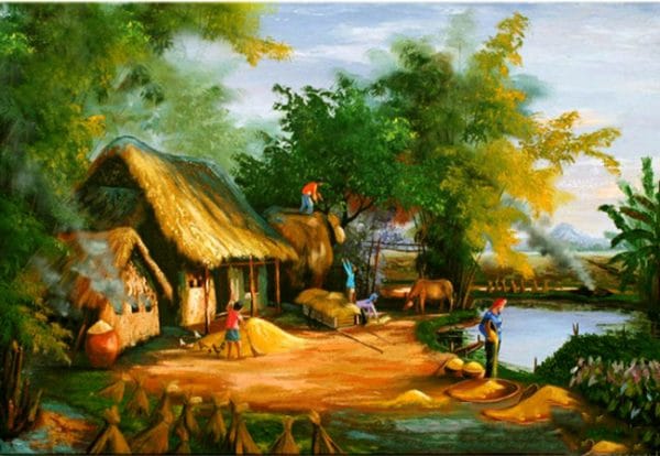 vẽ tranh làng quê đẹp