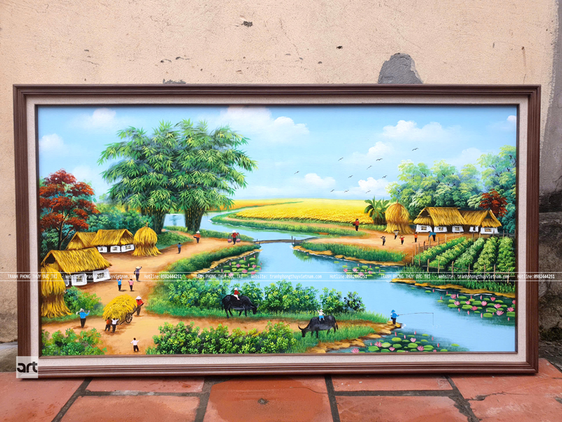 Tranh phong cảnh sơn dầu đồng quê đẹp Tranh phong cảnh sơn dầu đồng quê đẹp