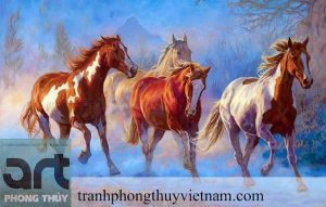 tranh sơn dầu đàn ngựa
