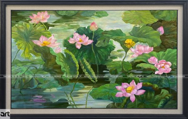 Tranh vẽ phong cảnh đầm sen đẹp