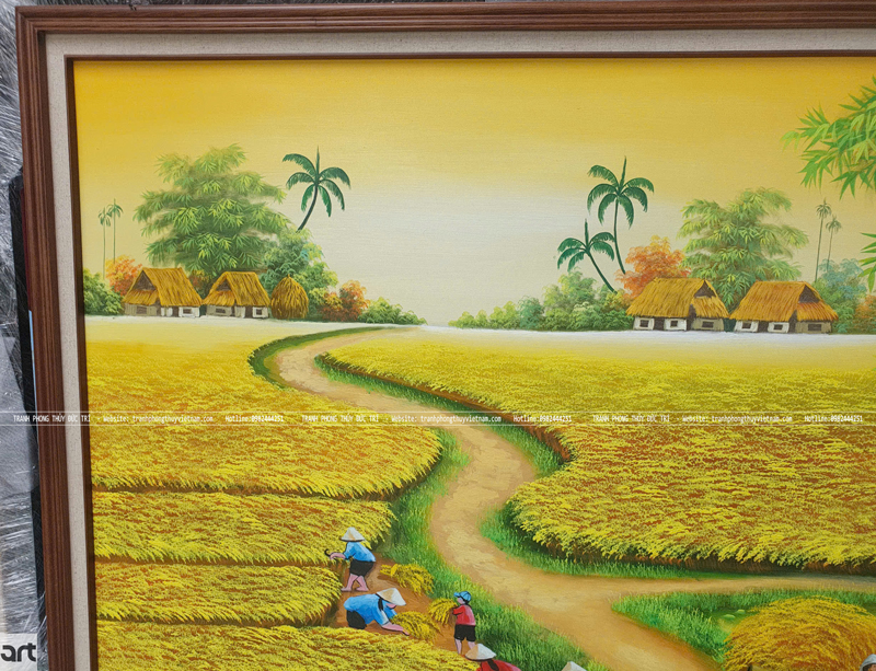 khung cảnh cánh đồng lúa chín vàng trong tranh vẽ đồng quê khung cảnh cánh đồng lúa chín vàng trong tranh vẽ đồng quê