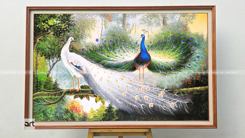 Tranh phong thủy chim công Tranh phong thủy chim công
