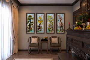 Cách treo bộ tranh tứ quý Xuân Hạ Thu Đông trong phòng thờ truyền thống