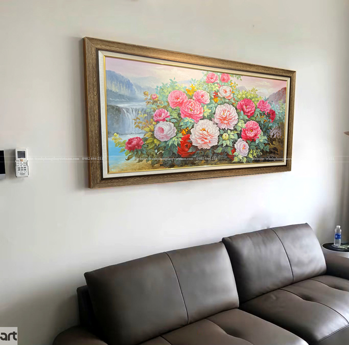 Tranh hoa mẫu đơn treo phòng khách chung cư cho người mệnh Hỏa Tranh hoa mẫu đơn treo phòng khách chung cư cho người mệnh Hỏa