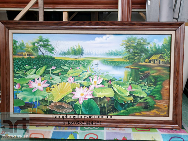 Bức Tranh Vẽ Đầm Hoa Sen Đẹp Nhất - Tranh Phong Thủy
