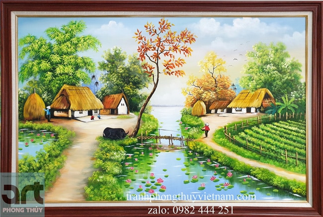 Phong cảnh làng quê tranh sơn dầu - tranh phong thủy