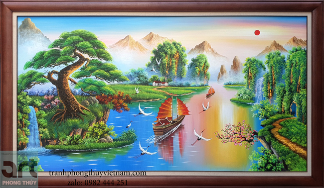 tranh sơn thủy phong cảnh núi non thác nước