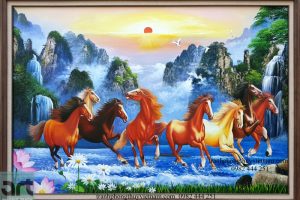 Tranh sơn dầu phong thuỷ mã đáo thành công