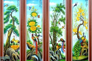Tranh tứ quý tùng cúc trúc mai đẹp treo phòng khách