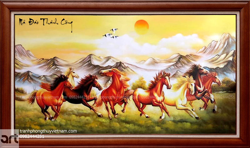 tranh mã đáo thành công vẽ 8 chú ngựa