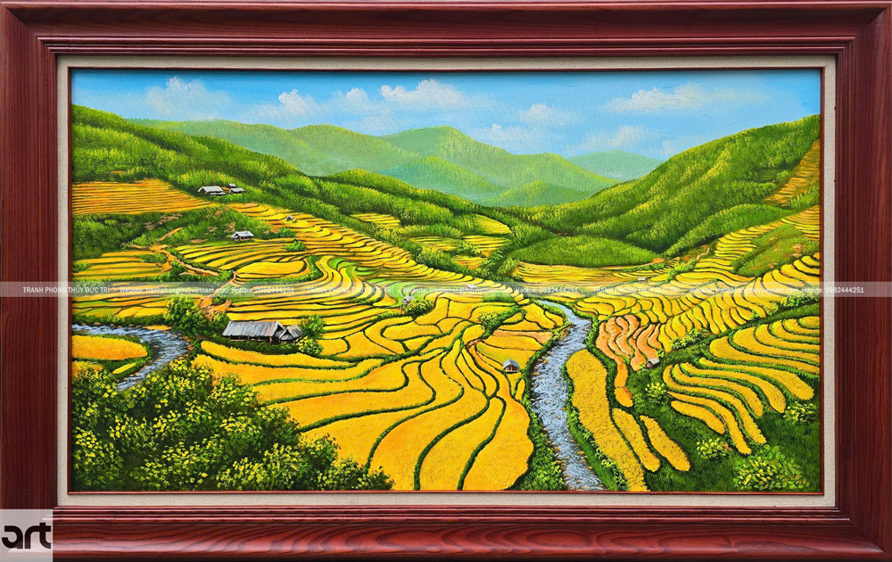 Tranh phong cảnh ruộng bậc thang tây bắc mùa lúa chín Tranh phong cảnh ruộng bậc thang tây bắc mùa lúa chín