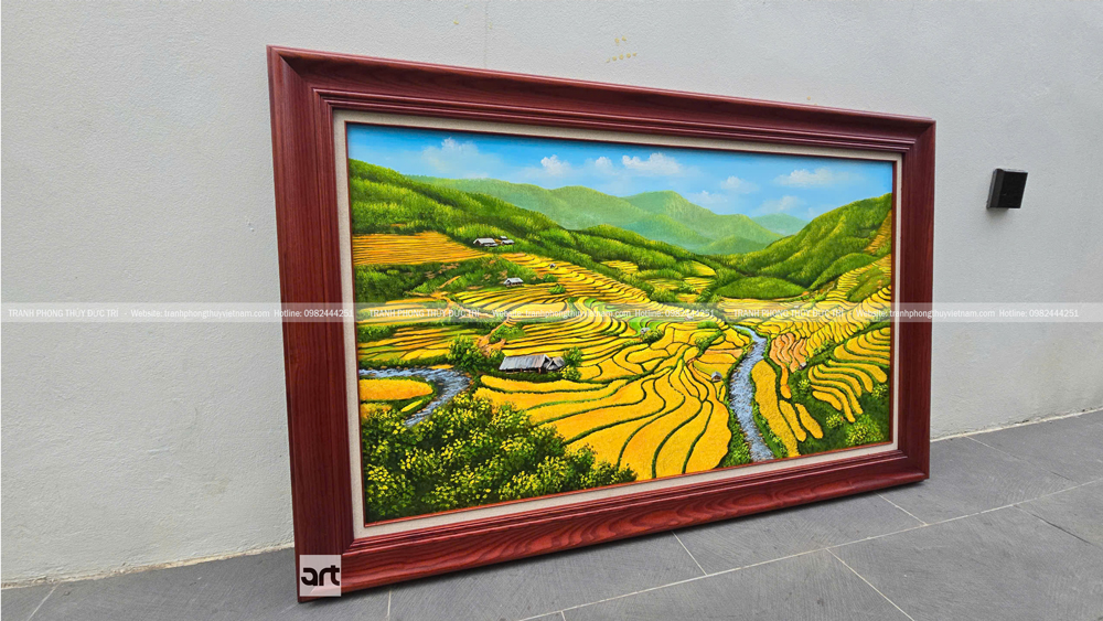 Tranh ruộng bậc thang khung gỗ sang trọng Tranh ruộng bậc thang khung gỗ sang trọng