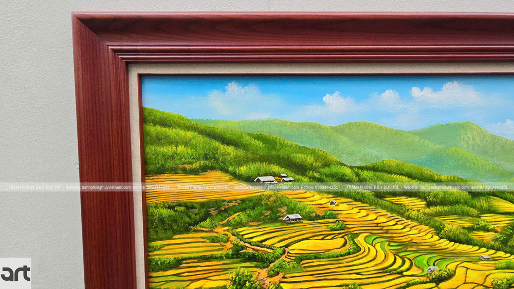 Tranh vẽ phong cảnh ruộng bậc thang mùa vàng khung gỗ đẹp Tranh vẽ phong cảnh ruộng bậc thang mùa vàng khung gỗ đẹp