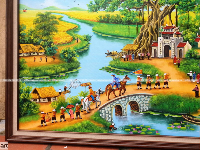 Đoàn người ngựa rước quan trạng nguyên trong tranh vinh quy bái tổ