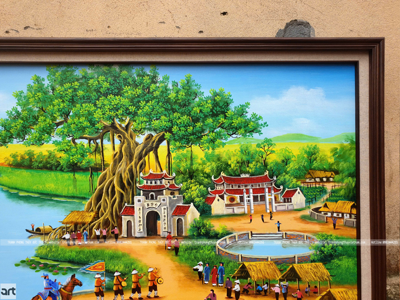 Khung cảnh làng quê trong tranh vinh quy bái tổ