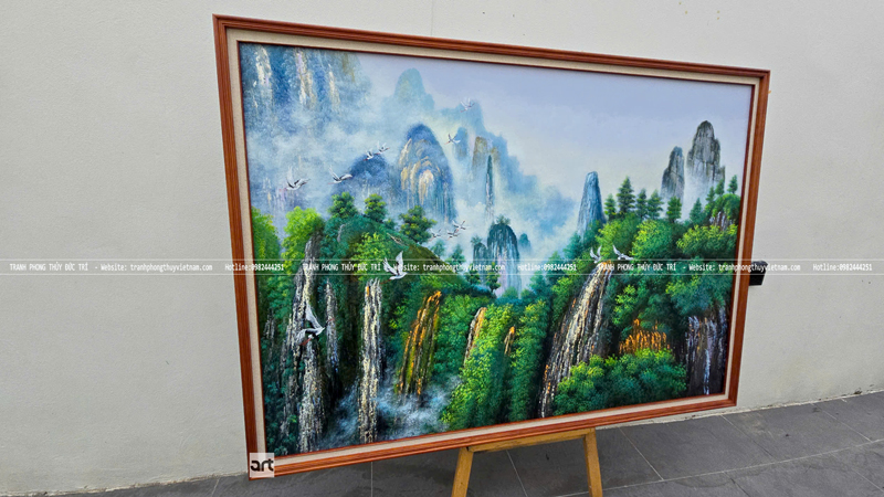 Tranh phong thủy núi non trùng điệp treo phòng làm việc Tranh phong thủy núi non trùng điệp treo phòng làm việc