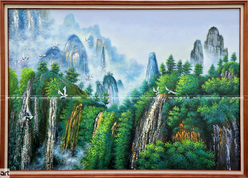 Tranh phong thủy núi non trùng điệp Tranh phong thủy núi non trùng điệp