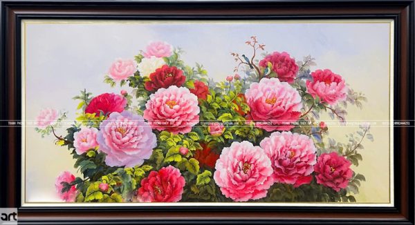Tranh vẽ hoa mẫu đơn khoe sắc