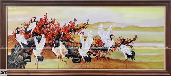 Tranh chim hạc hoa đào