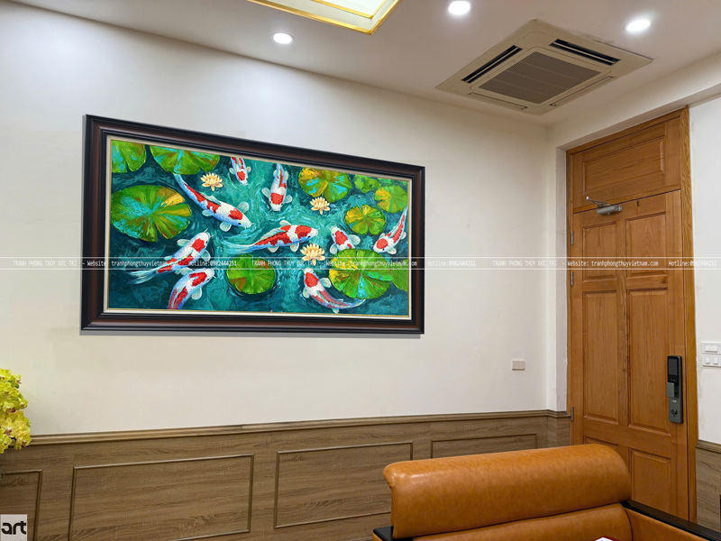 Tranh cửu ngư quần hội nghệ thuật treo phòng làm việc Tranh cửu ngư quần hội nghệ thuật treo phòng làm việc