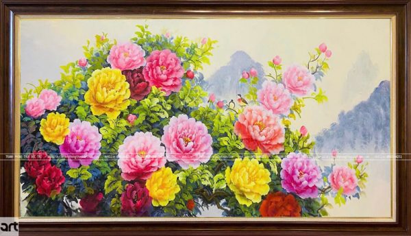 Tranh phong thủy hoa mẫu đơn đẹp