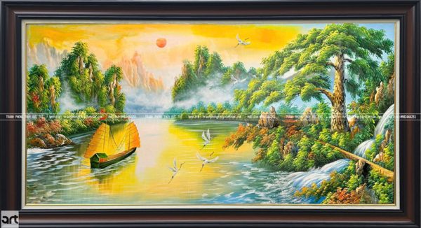 Tranh sơn thủy hữu tình phòng làm việc