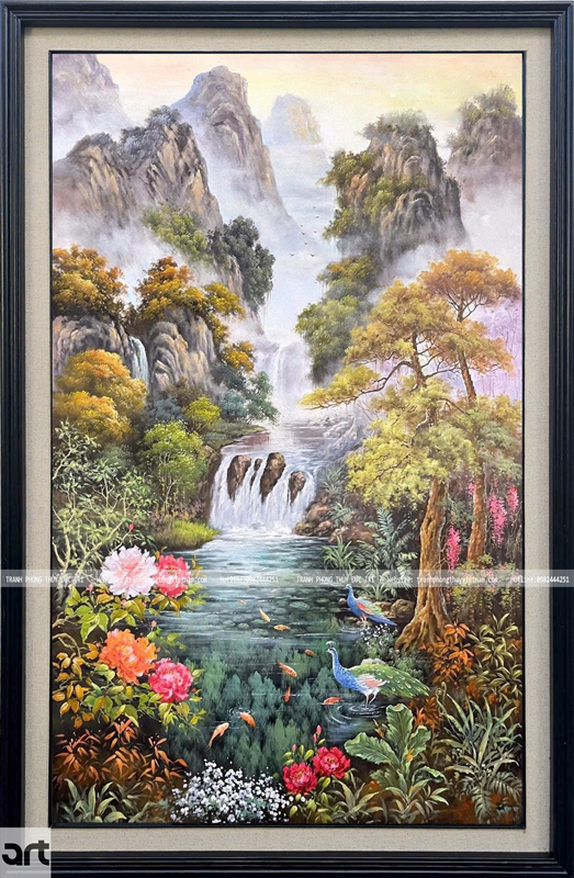 Tranh sơn thủy hữu tình phong thủy tài lộc