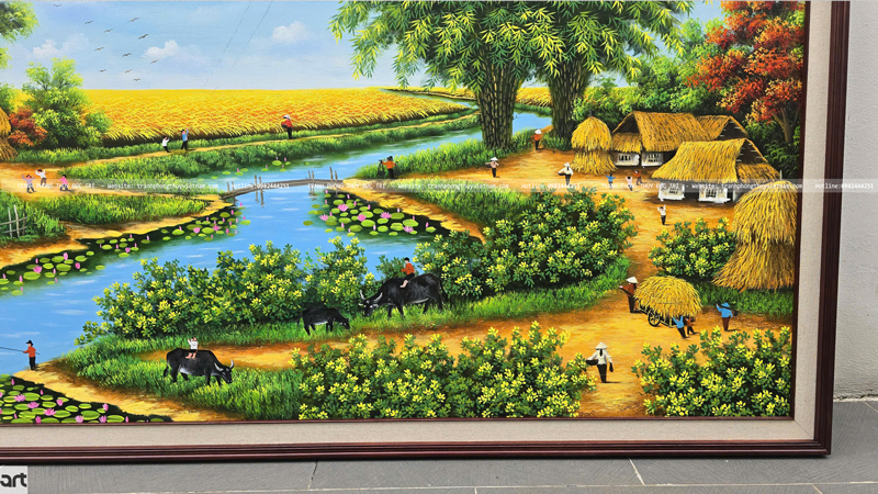Khung cảnh làng quê trong tranh vẽ