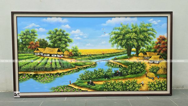 Tranh làng quê Việt Nam xưa
