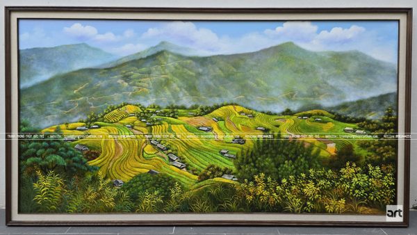 Tranh phong cảnh núi non ruộng bậc thang hùng vĩ