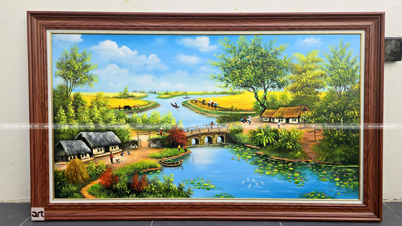 Bức tranh vẽ phong cảnh làng quê đẹp Bức tranh vẽ phong cảnh làng quê đẹp