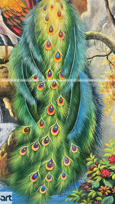 Chi tiết bộ lông chim công được họa sĩ vẽ sắc nét Chi tiết bộ lông chim công được họa sĩ vẽ sắc nét
