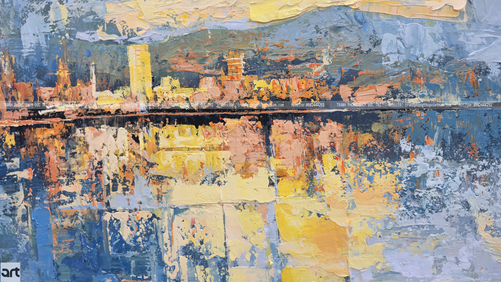 Họa sĩ vẽ dày màu tạo hiệu ứng cho tranh trừu tượng Họa sĩ vẽ dày màu tạo hiệu ứng cho tranh trừu tượng