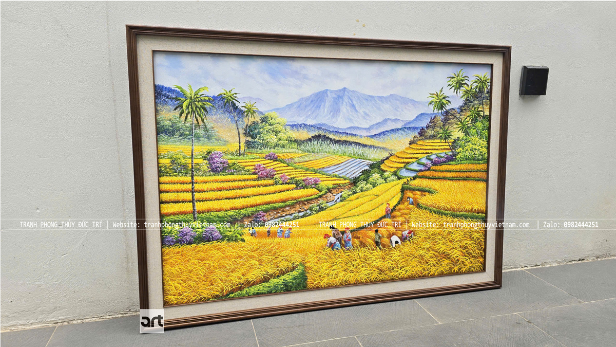 Tranh ruộng bậc thang mùa lúa chín treo phòng làm việc Tranh ruộng bậc thang mùa lúa chín treo phòng làm việc