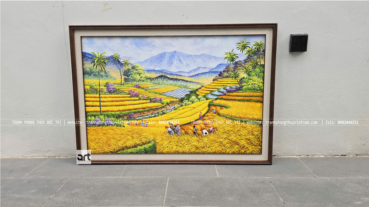 Tranh sơn dầu ruộng bậc thang treo phòng làm việc Tranh sơn dầu ruộng bậc thang treo phòng làm việc