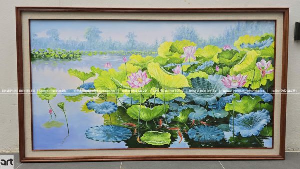 Tranh phong thủy đầm hoa sen và cửu ngư