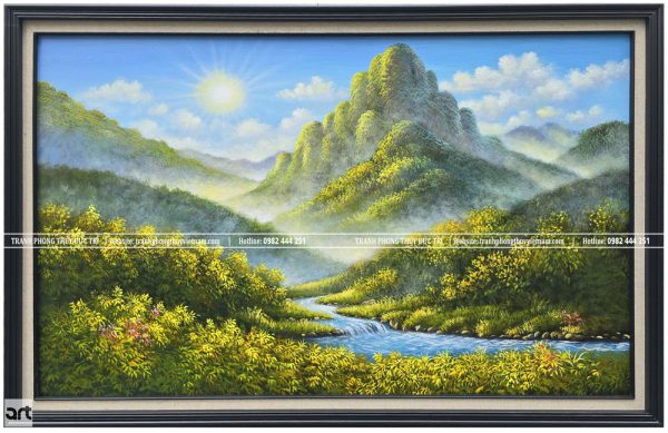 Tranh phong thủy núi non và dòng suối