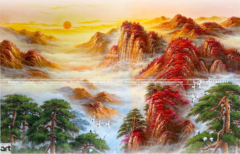 Chi tiết mặt trời mọc trong tranh nhật xuất thiên sơn Chi tiết mặt trời mọc trong tranh nhật xuất thiên sơn