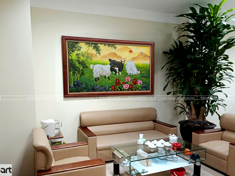 Tranh tam dương khai thái treo phòng làm việc thu hút vượng khí