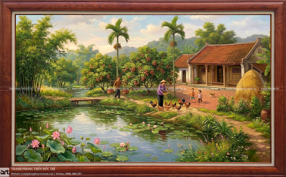 Tranh phong cảnh quê nhà đẹp thanh bình Tranh phong cảnh quê nhà đẹp thanh bình