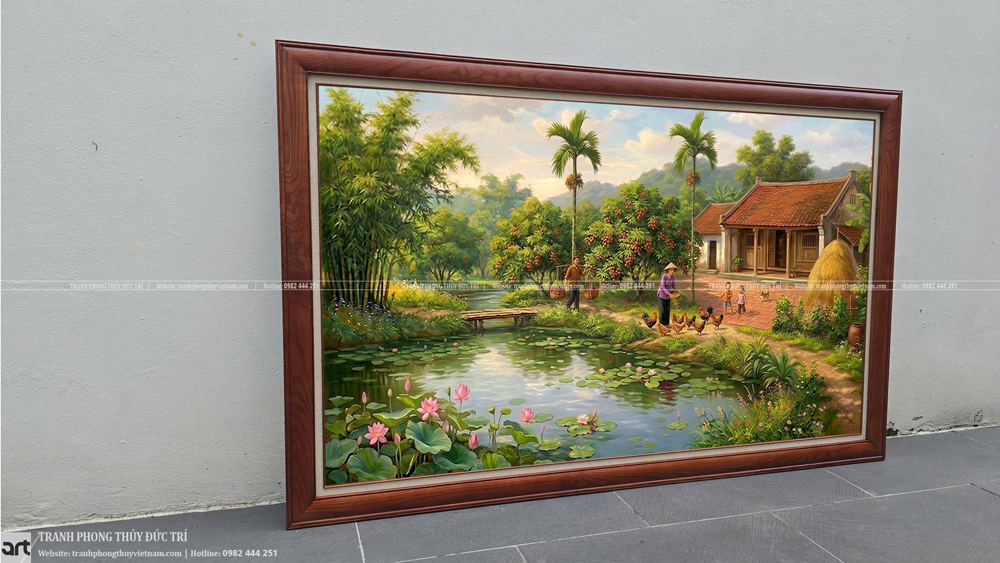 Tranh phong cảnh quê nhà sơn dầu vẽ tay Tranh phong cảnh quê nhà sơn dầu vẽ tay