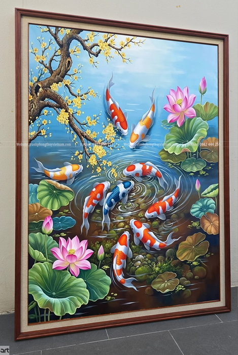 Tranh cửu ngư quần hội khổ dọc Tranh cửu ngư quần hội khổ dọc